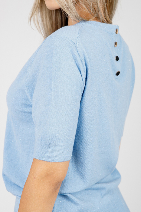 Bluza tricotata bleu cu fir stralucitor [2]