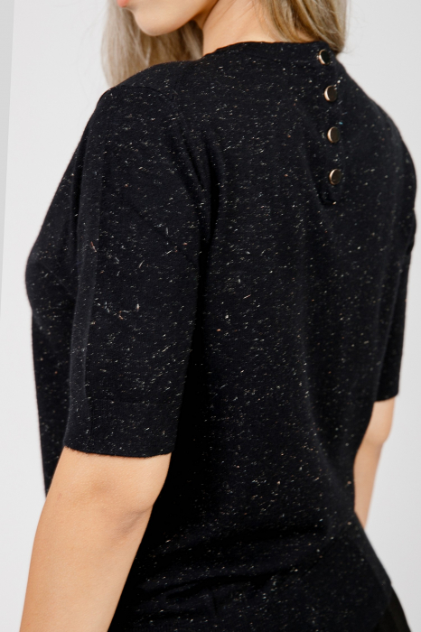 Bluza tricotata neagra cu fir stralucitor [2]