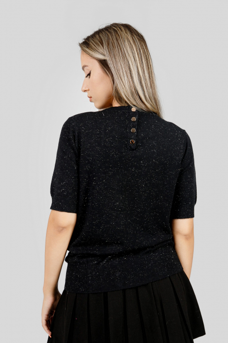 Bluza tricotata neagra cu fir stralucitor [3]