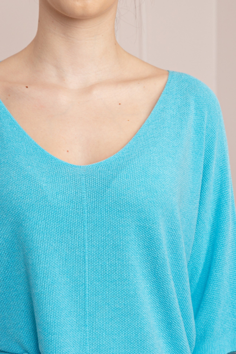 Bluza turcoaz cu maneci liliac [2]