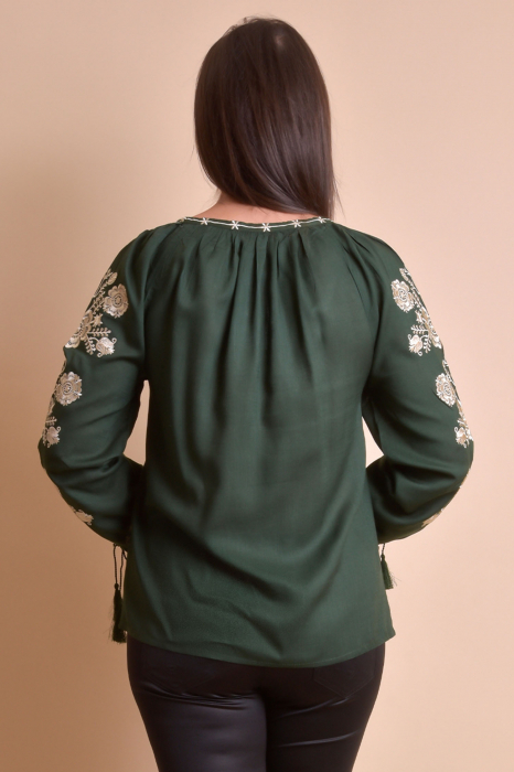 Bluza verde cu motiv floral auriu Andrada 03 [5]