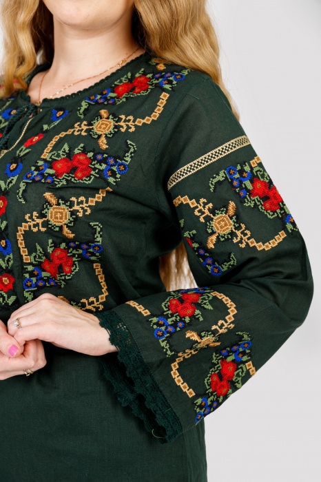 Bluza verde cu motiv floral multicolor Afrodita 04 [2]