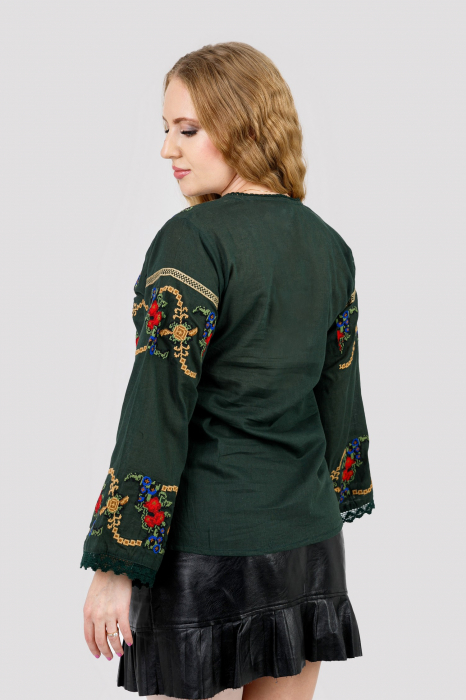 Bluza verde cu motiv floral multicolor Afrodita 04 [3]