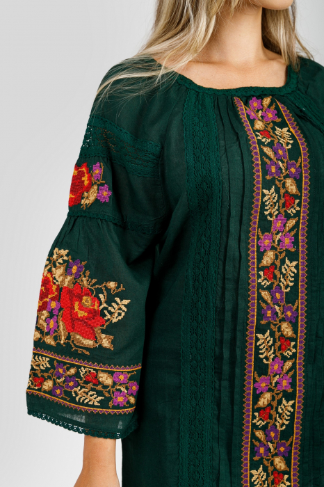 Bluza verde cu motiv floral multicolor Francesca 05 [2]