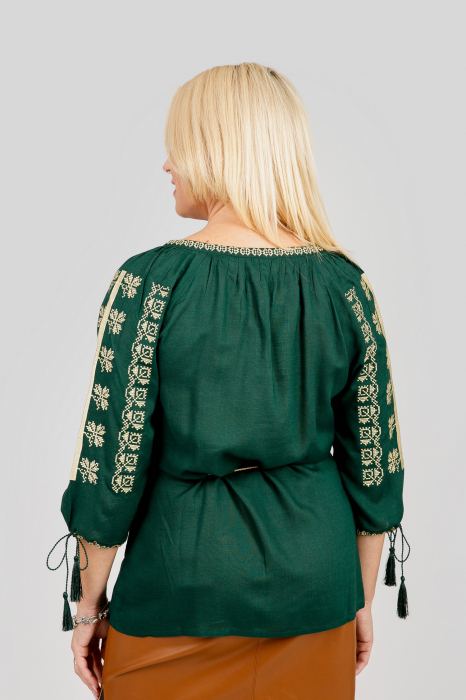 Bluza verde cu motiv geometric auriu Alice [3]