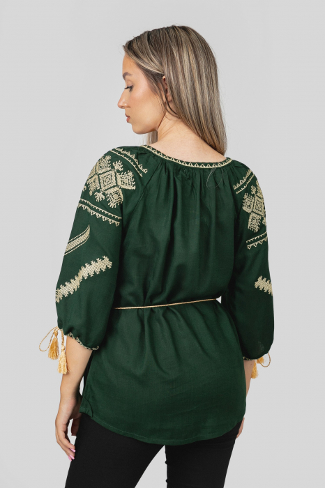 Bluza verde cu motiv geometric auriu Maia 02 [3]