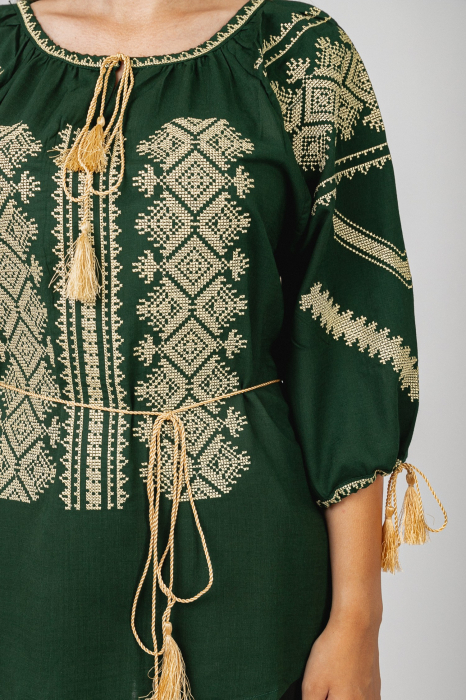 Bluza verde cu motiv geometric auriu Maia 02 [2]