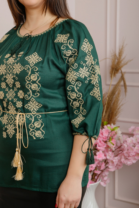 Bluza verde cu motiv geometric auriu Nadina [2]