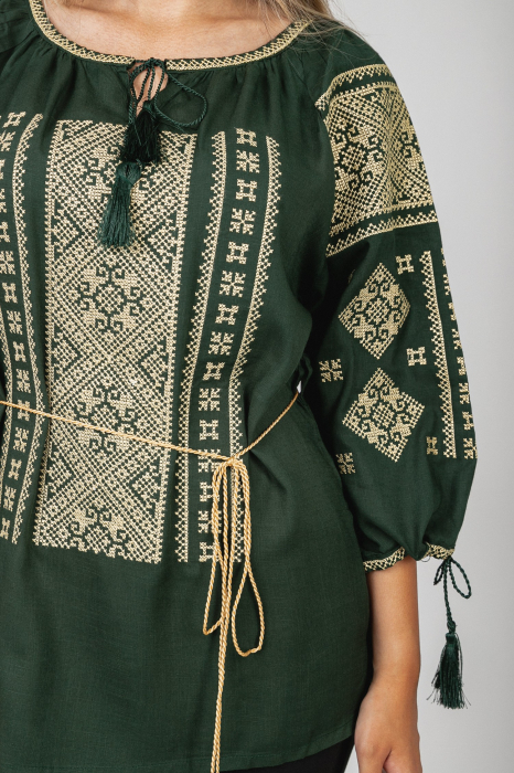 Bluza verde cu motiv geometric auriu Sonia [2]
