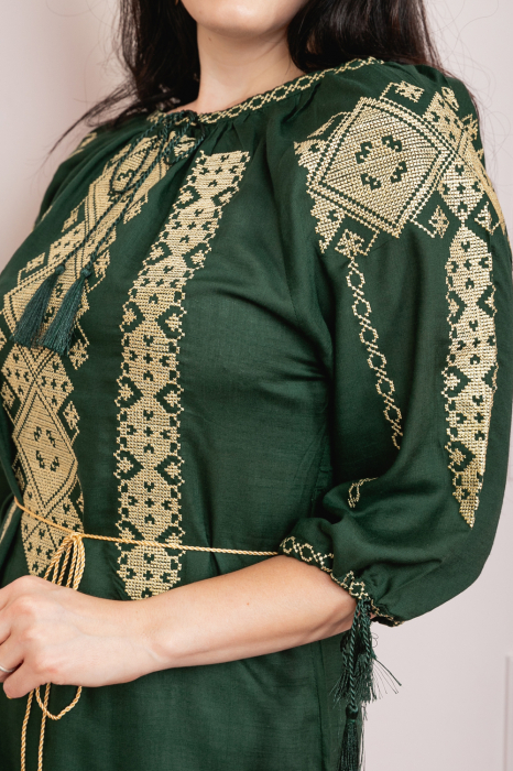 Bluza verde cu motiv geometric crem Marlena 02 [2]