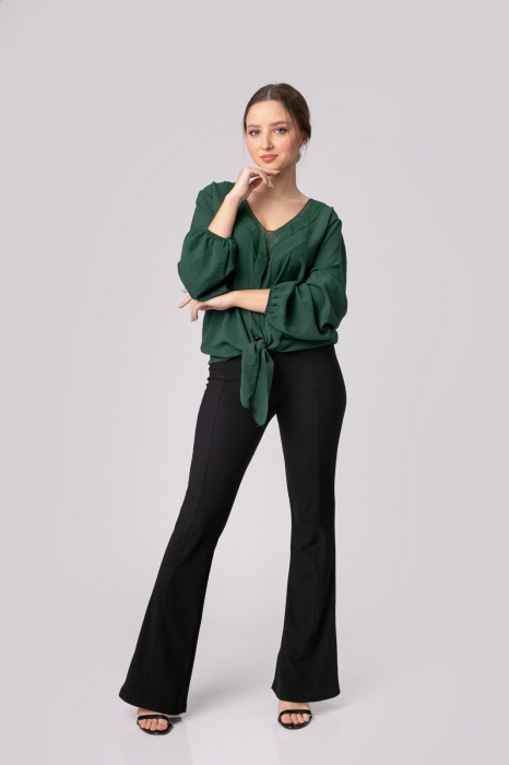Bluza verde cu nod in talie [3]