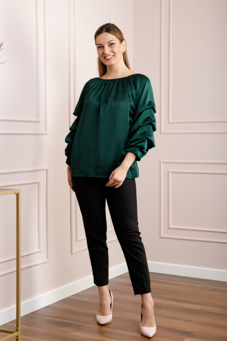 Bluza verde eleganta cu maneci bufante [4]