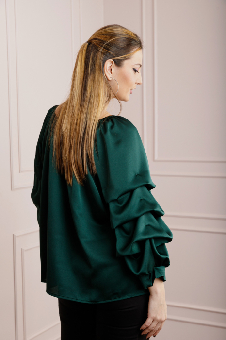 Bluza verde eleganta cu maneci bufante [3]