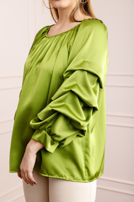 Bluza verde fistic eleganta cu maneci bufante [2]