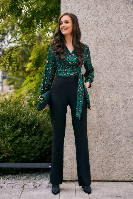 Bluza verde petrecuta cu animal print [4]