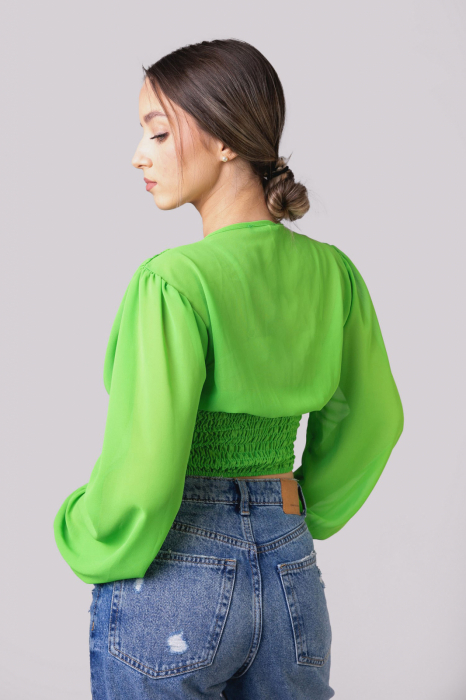 Bluza verde praz cu maneci bufante [3]