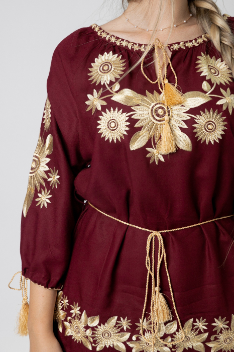 Bluza visinie cu motiv floral auriu Agnes 04 [2]