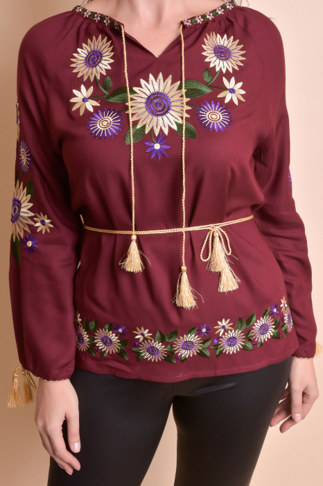 Bluza visinie cu motiv floral multicolor Catrinel 09 [2]