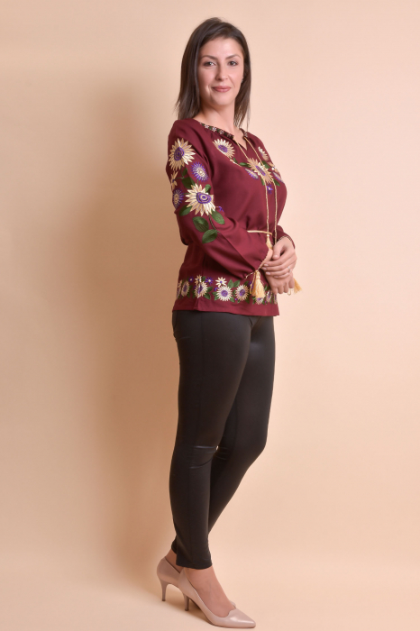 Bluza visinie cu motiv floral multicolor Catrinel 09 [8]