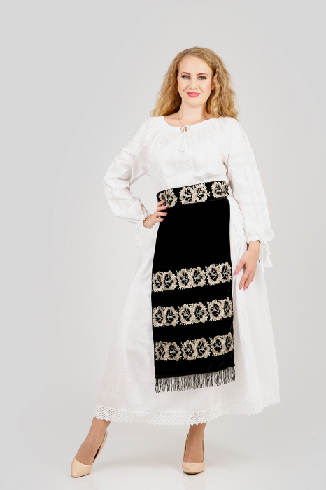 Brau traditional negru cu motiv floral auriu Florenta 01 [4]
