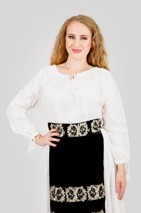 Brau traditional negru cu motiv floral auriu Florenta 01 [2]