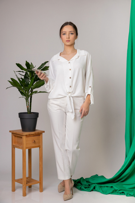 Camasa alba cu nod in talie [4]