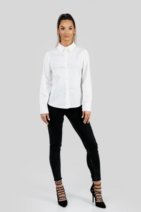 Camasa office alba cambrata cu nasturi [4]