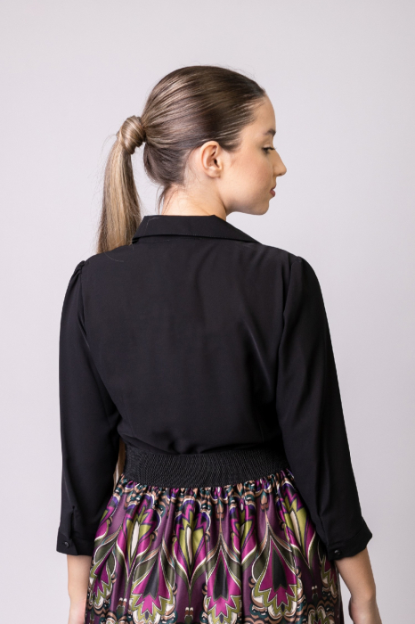 Camasa office neagra cu volane [4]