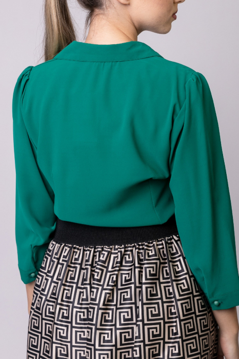 Camasa office verde cu volane [4]