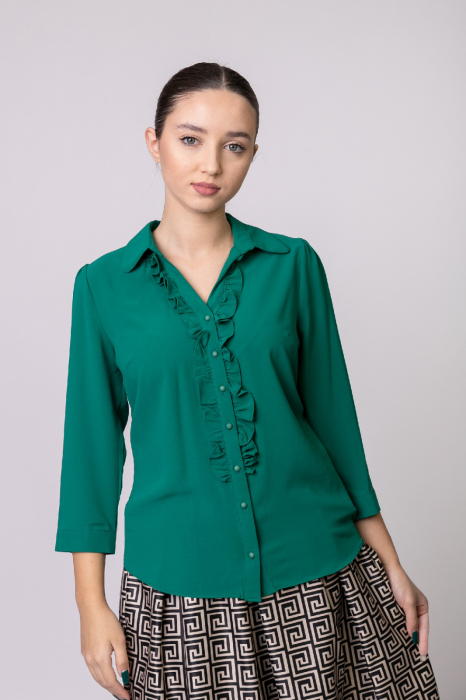 Camasa office verde cu volane [3]