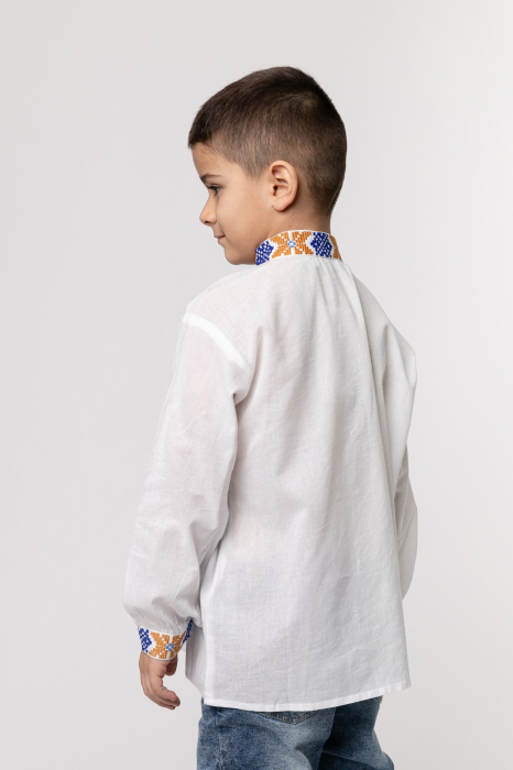 Camasa traditionala de baieti alba cu motiv floral galben Vladimir [3]