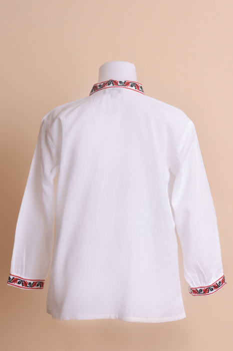 Camasa traditionala de baieti alba cu motiv floral rosu Razvan 02 [4]