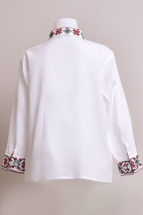 Camasa traditionala de baieti alba cu motiv floral rosu Laurentiu 02 [4]