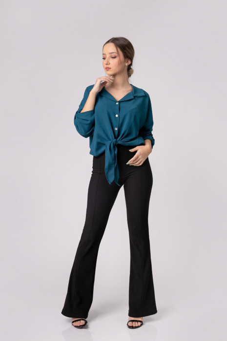 Camasa turcoaz cu nod in talie [3]