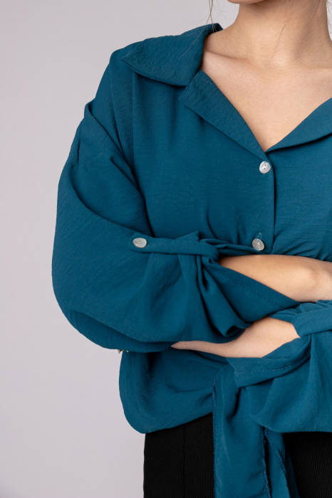 Camasa turcoaz cu nod in talie [2]