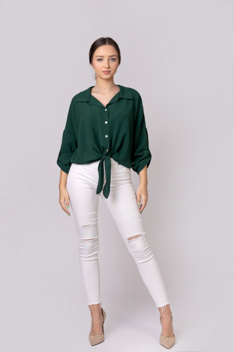 Camasa verde cu nod in talie [4]