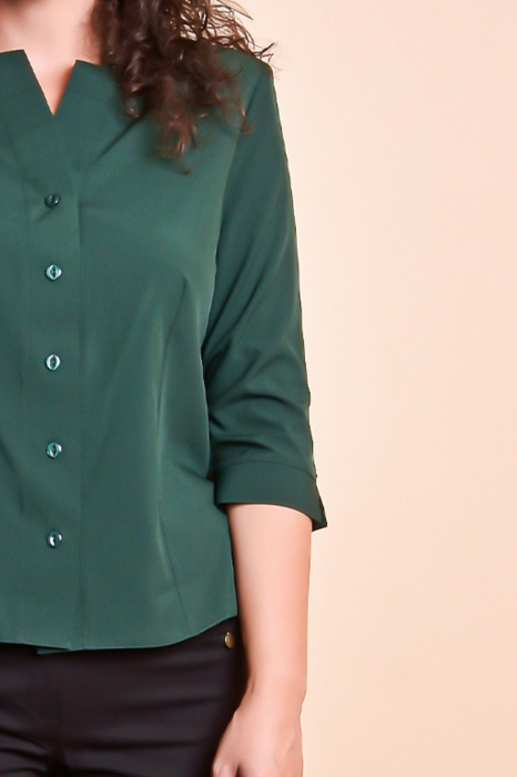 Camasa verde cu pliuri pe rever [2]