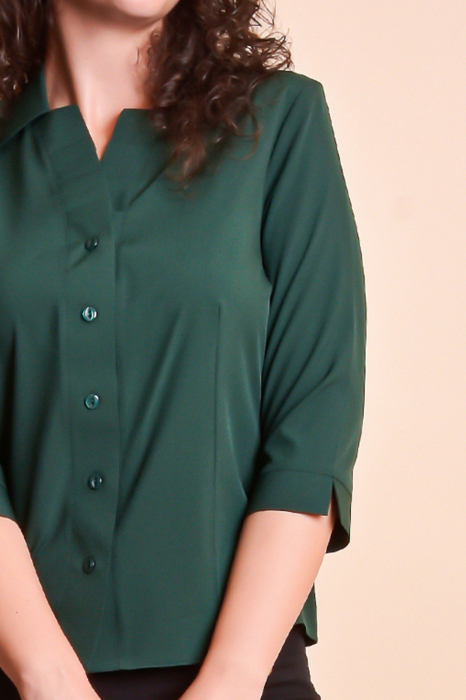 Camasa verde cu pliuri pe rever [6]