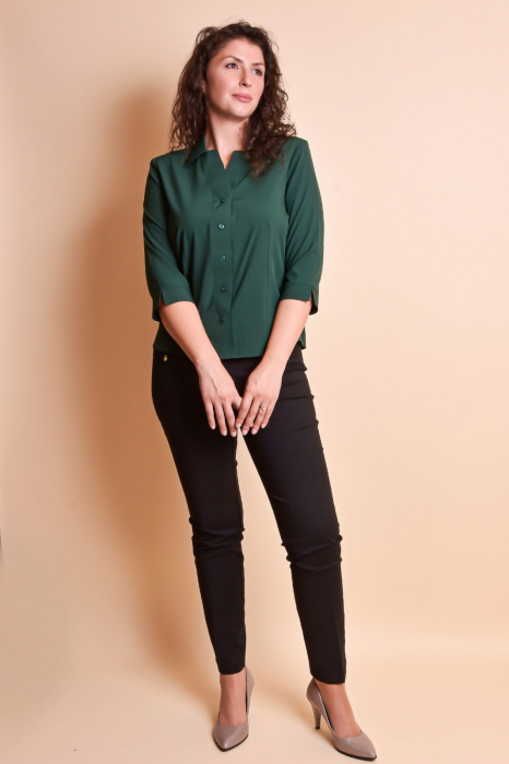 Camasa verde cu pliuri pe rever [11]