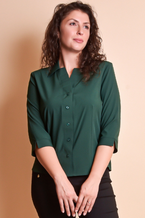 Camasa verde cu pliuri pe rever [5]