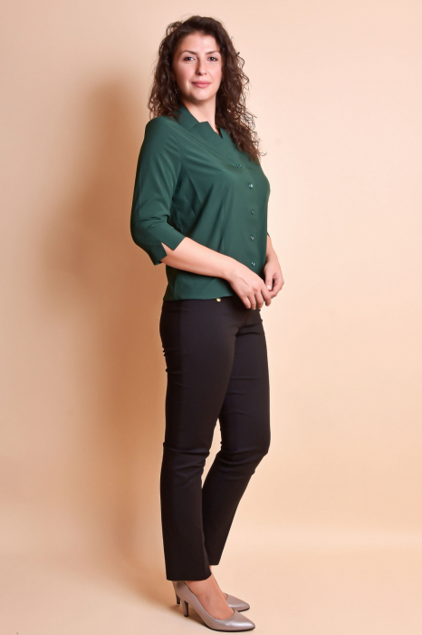 Camasa verde cu pliuri pe rever [9]