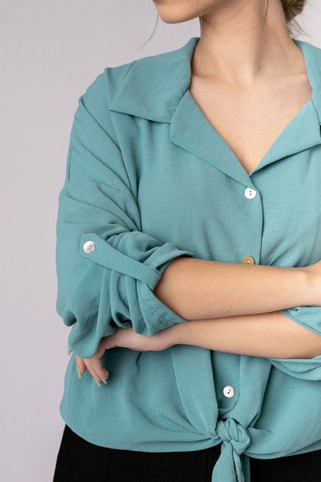 Camasa verde mint cu nod in talie [2]