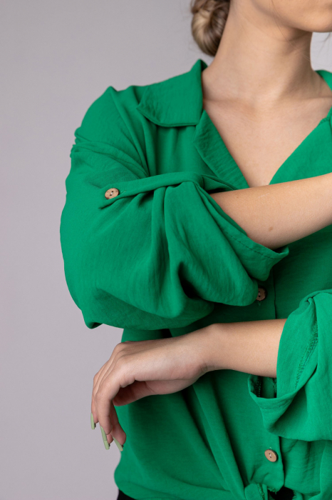 Camasa verde smarald cu nod in talie [2]