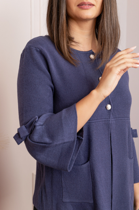 Cardigan dama bleumarin cu nasturi si buzunare Rosemary [2]