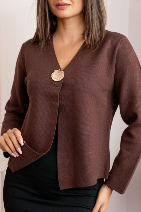 Cardigan dama maro cu brosa aurie Kendra [2]