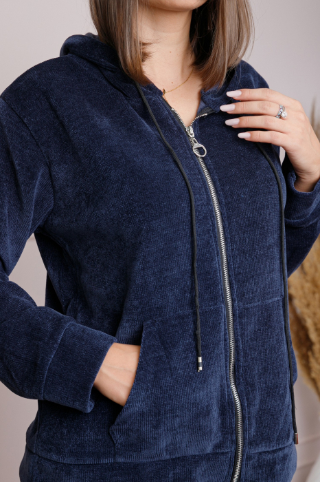 Compleu casual bleumarin cu fermoar si gluga [2]