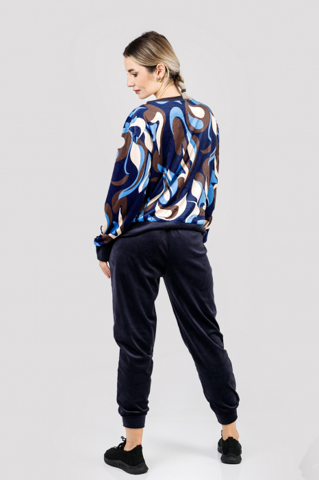 Compleu casual bleumarin din catifea 01 [4]