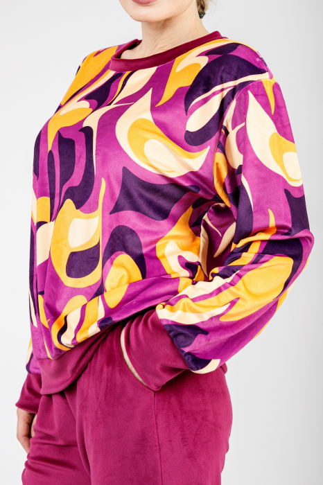 Compleu casual ciclam din catifea 01 [3]