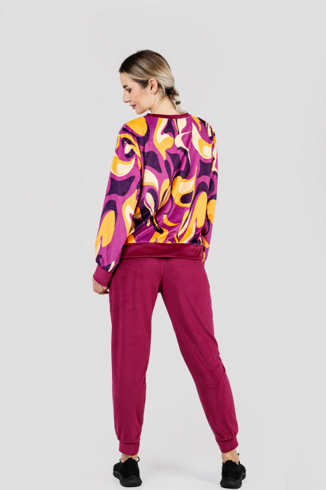 Compleu casual ciclam din catifea 01 [4]