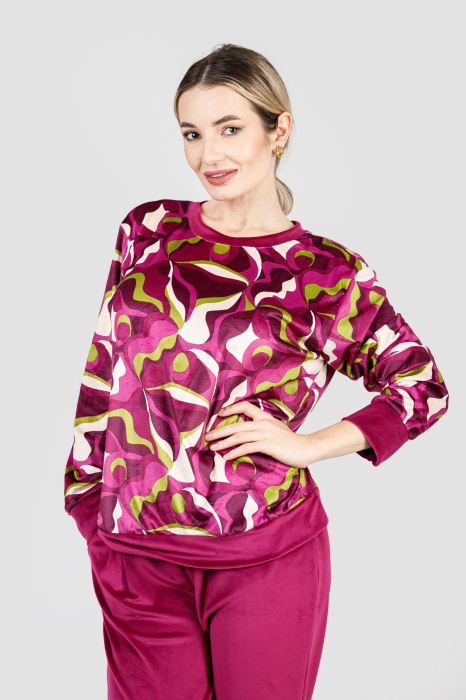 Compleu casual ciclam din catifea 02 [2]